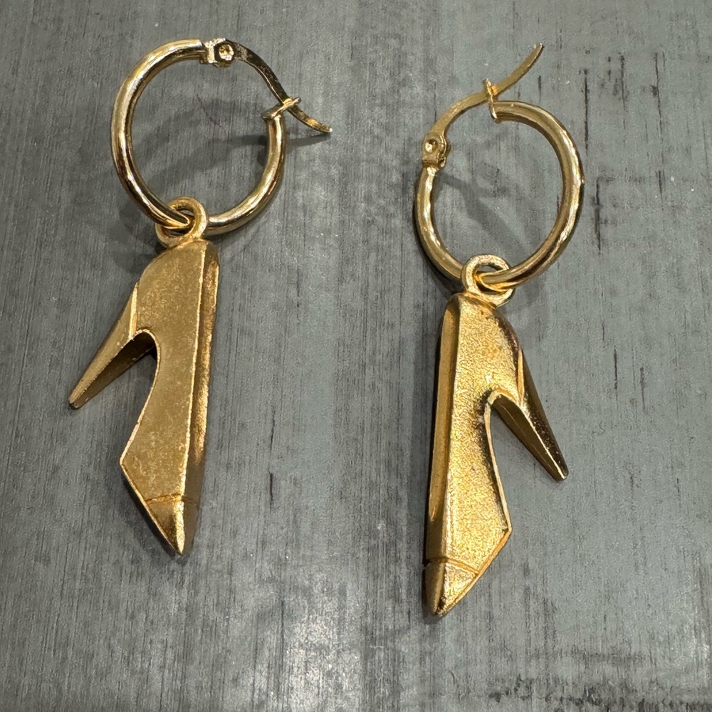 Authentic Chanel Heel Charm Earrings on unbranded gold tone charm